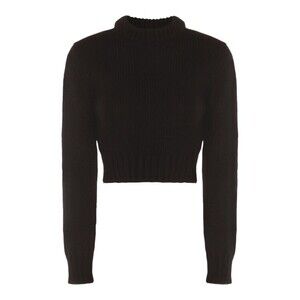Malo Cropped Black Sweater With Ribbed Knit Texture - NWT